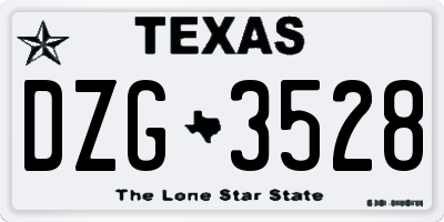 TX license plate DZG3528