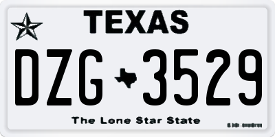 TX license plate DZG3529