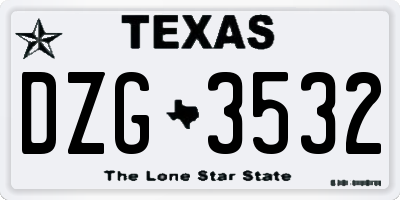 TX license plate DZG3532