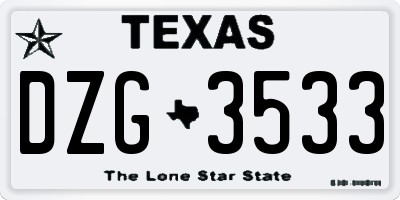 TX license plate DZG3533