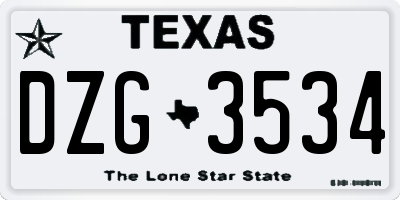TX license plate DZG3534