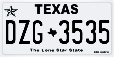 TX license plate DZG3535