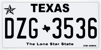 TX license plate DZG3536