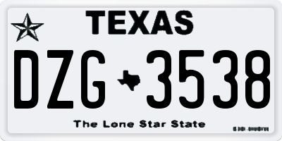 TX license plate DZG3538