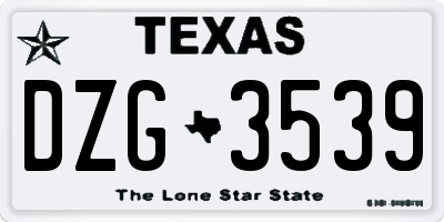 TX license plate DZG3539