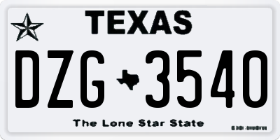 TX license plate DZG3540