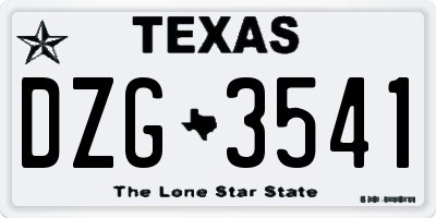 TX license plate DZG3541