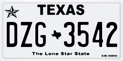 TX license plate DZG3542