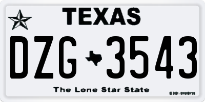 TX license plate DZG3543