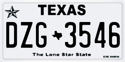 TX license plate DZG3546