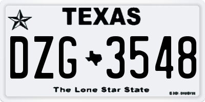 TX license plate DZG3548