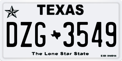 TX license plate DZG3549