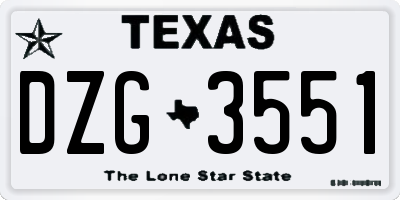 TX license plate DZG3551