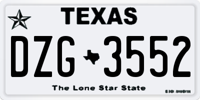 TX license plate DZG3552