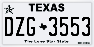 TX license plate DZG3553