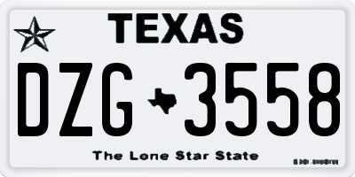 TX license plate DZG3558