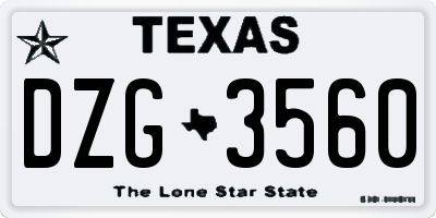 TX license plate DZG3560
