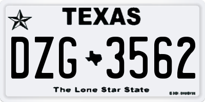 TX license plate DZG3562
