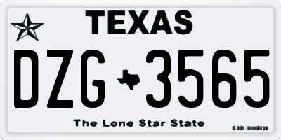 TX license plate DZG3565