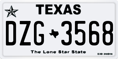 TX license plate DZG3568