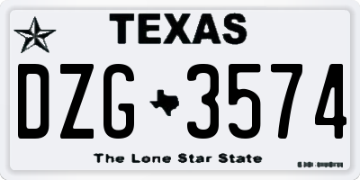 TX license plate DZG3574