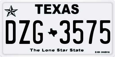 TX license plate DZG3575