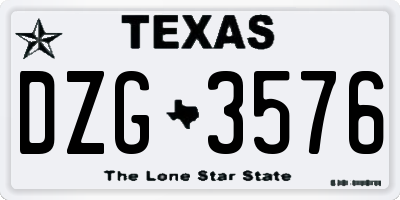 TX license plate DZG3576