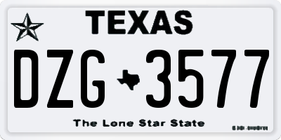 TX license plate DZG3577