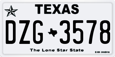 TX license plate DZG3578