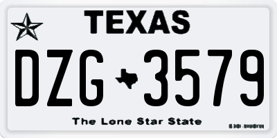 TX license plate DZG3579