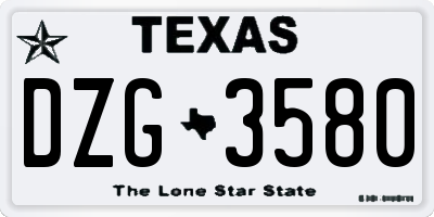 TX license plate DZG3580
