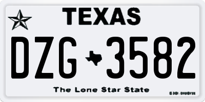 TX license plate DZG3582