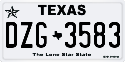 TX license plate DZG3583