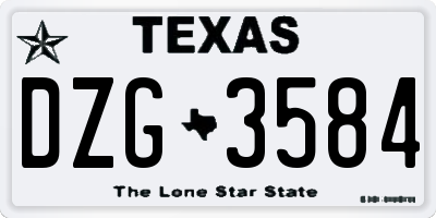 TX license plate DZG3584