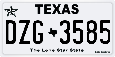 TX license plate DZG3585