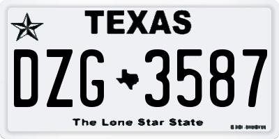 TX license plate DZG3587