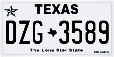 TX license plate DZG3589
