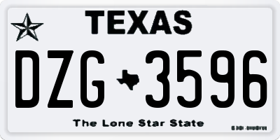 TX license plate DZG3596