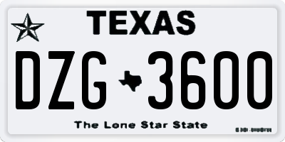 TX license plate DZG3600