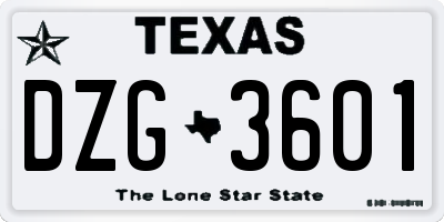 TX license plate DZG3601