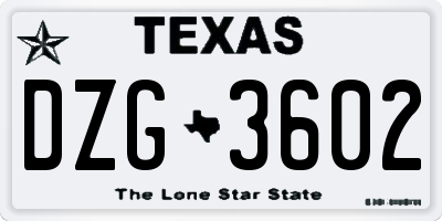 TX license plate DZG3602
