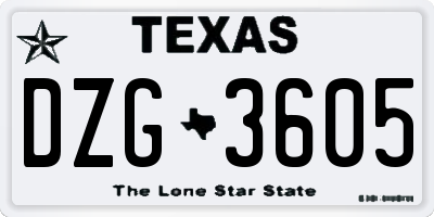 TX license plate DZG3605