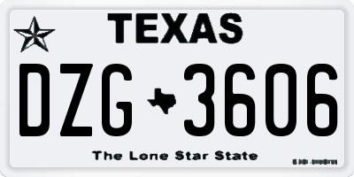 TX license plate DZG3606