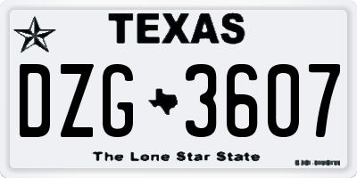TX license plate DZG3607