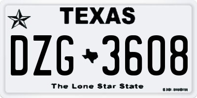TX license plate DZG3608