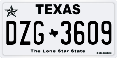 TX license plate DZG3609