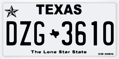 TX license plate DZG3610