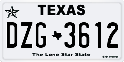 TX license plate DZG3612