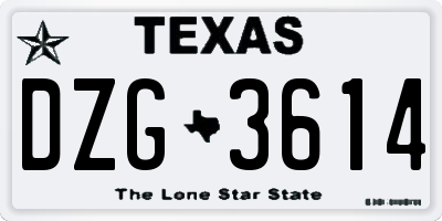 TX license plate DZG3614