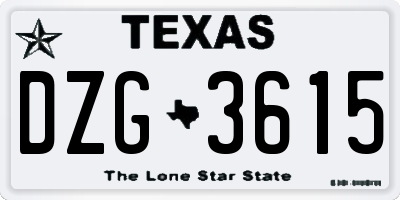 TX license plate DZG3615